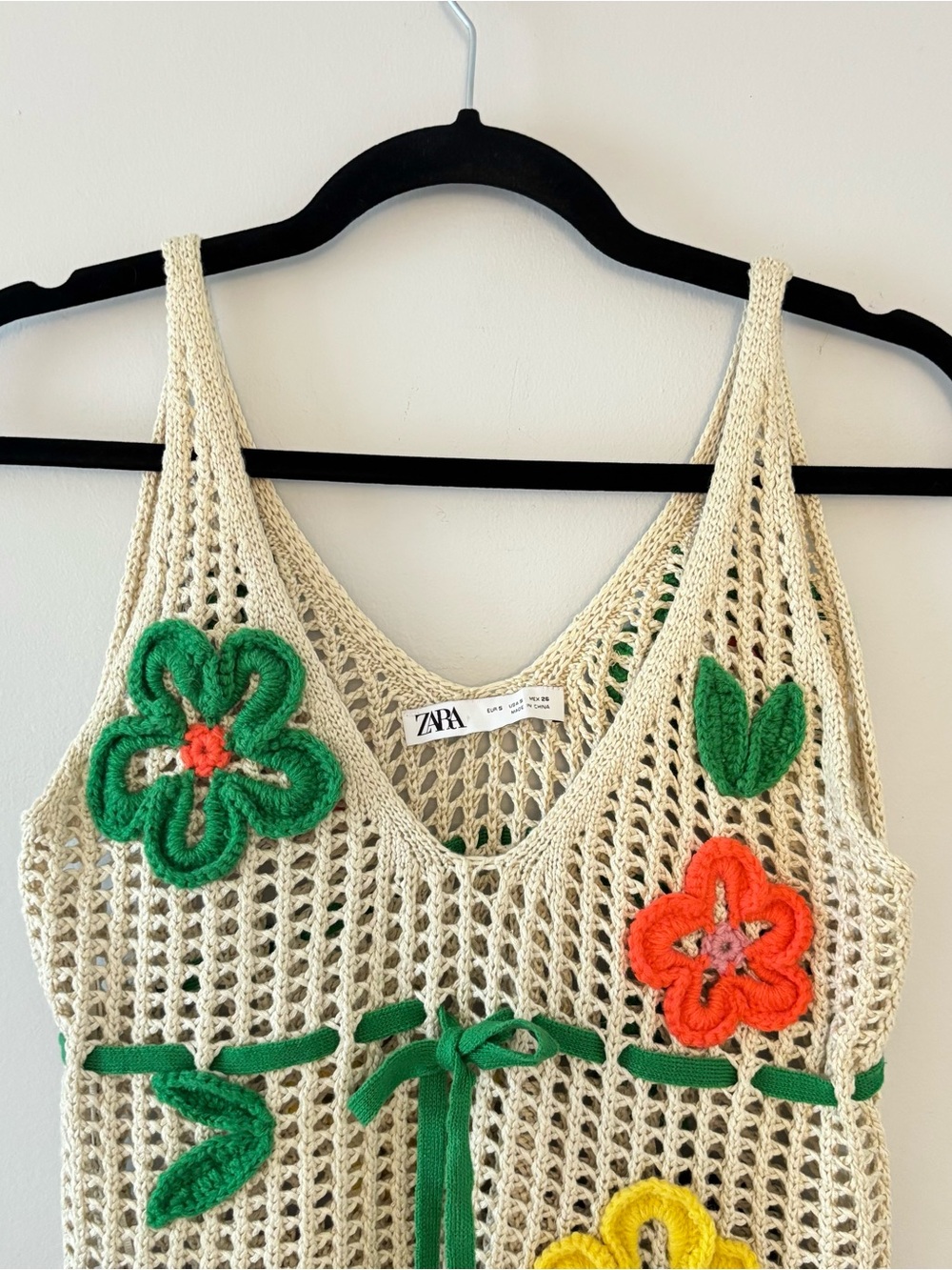 Zara Crochet Floral Tank Top Open Knit Cropped Sleeveless Blogger Favorite - Picture 5 of 8